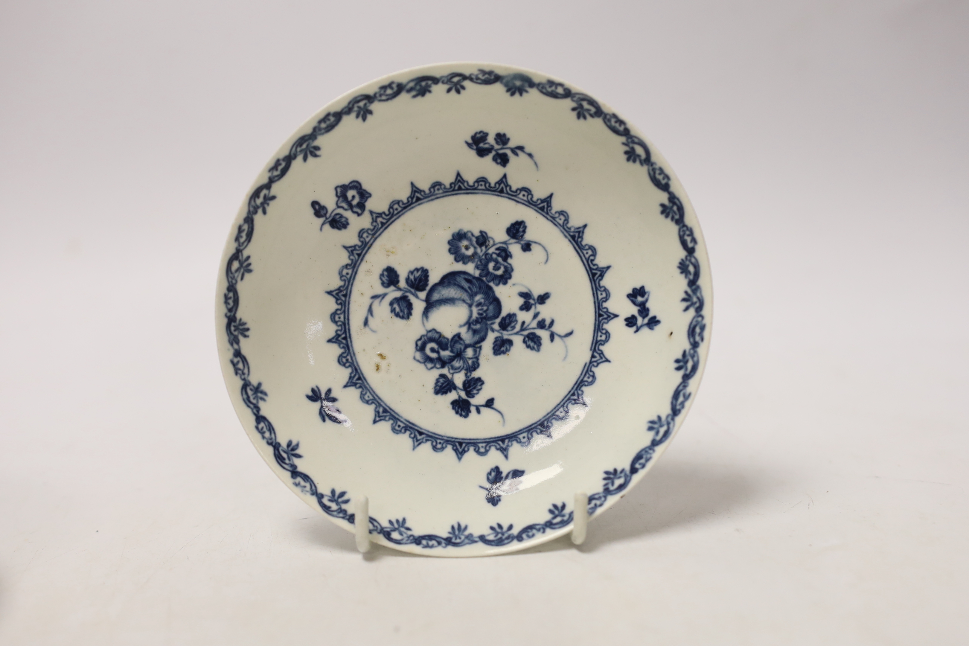 A Worcester tea bowl, Mansfield pattern and a saucer, Fruit and Flower pattern